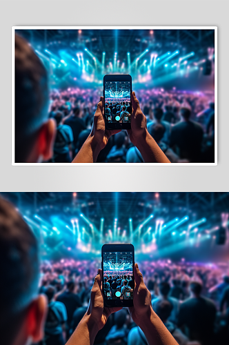 AI数字艺术高清手持手机相机拍摄舞台样机