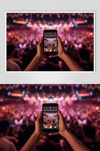AI数字艺术清晰手持手机相机拍摄舞台样机