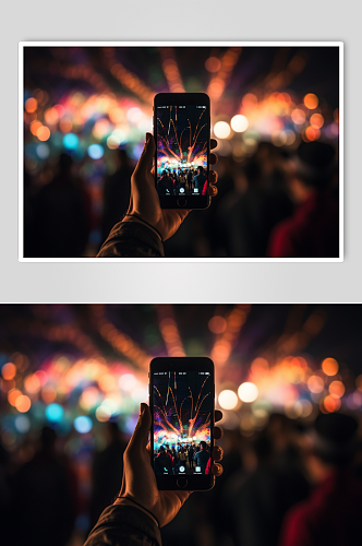 AI数字艺术清晰手持手机相机拍摄舞台样机