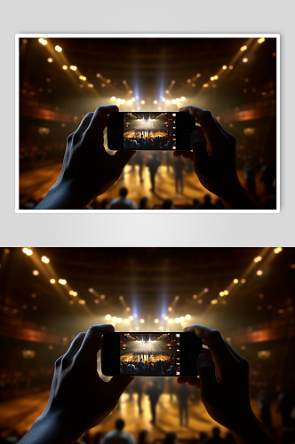 AI数字艺术创意手持手机相机拍摄舞台样机