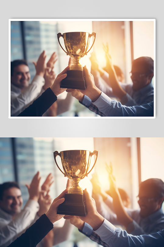 AI数字艺术手拿奖杯企业文化精神摄影图片-众图网