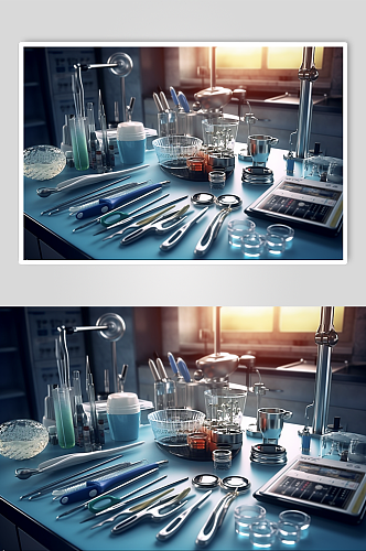 AI数字艺术简约手术器械医疗仪器摄影图片