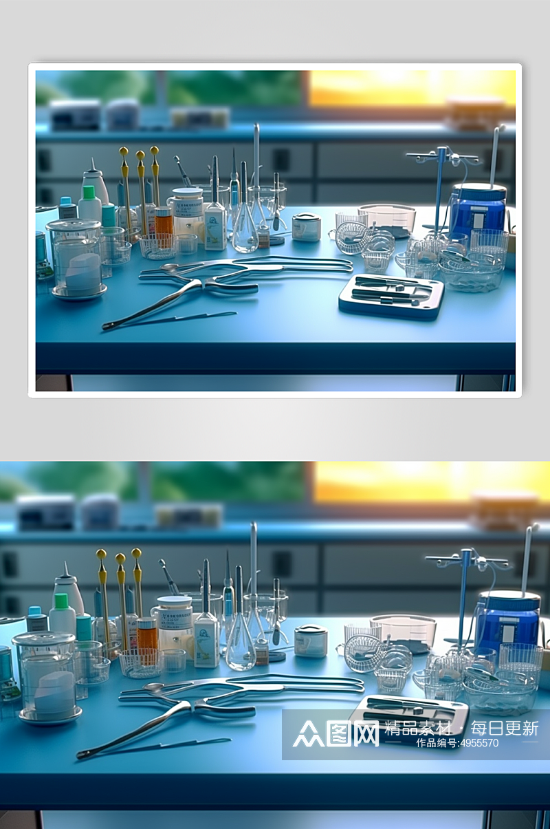 AI数字艺术简约手术器械医疗仪器摄影图片素材