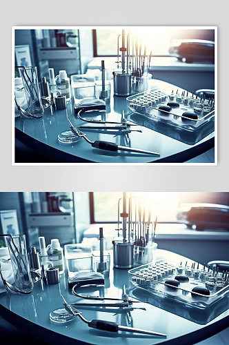 AI数字艺术简约手术器械医疗仪器摄影图片