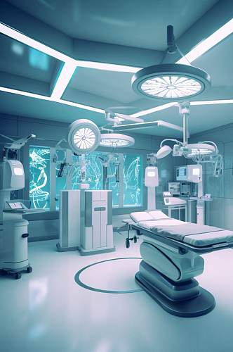 AI数字艺术简约手术室医院场景摄影图片