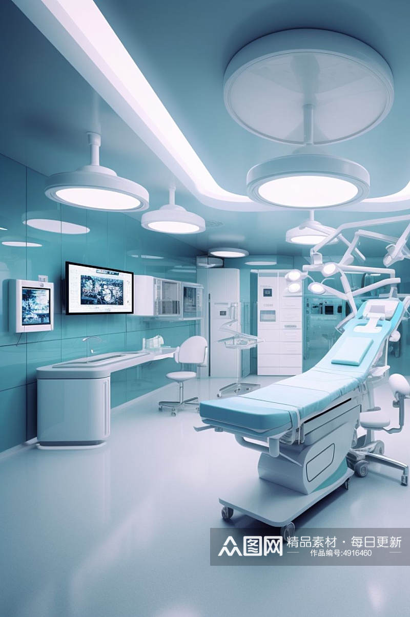 AI数字艺术简约手术室医院场景摄影图片素材
