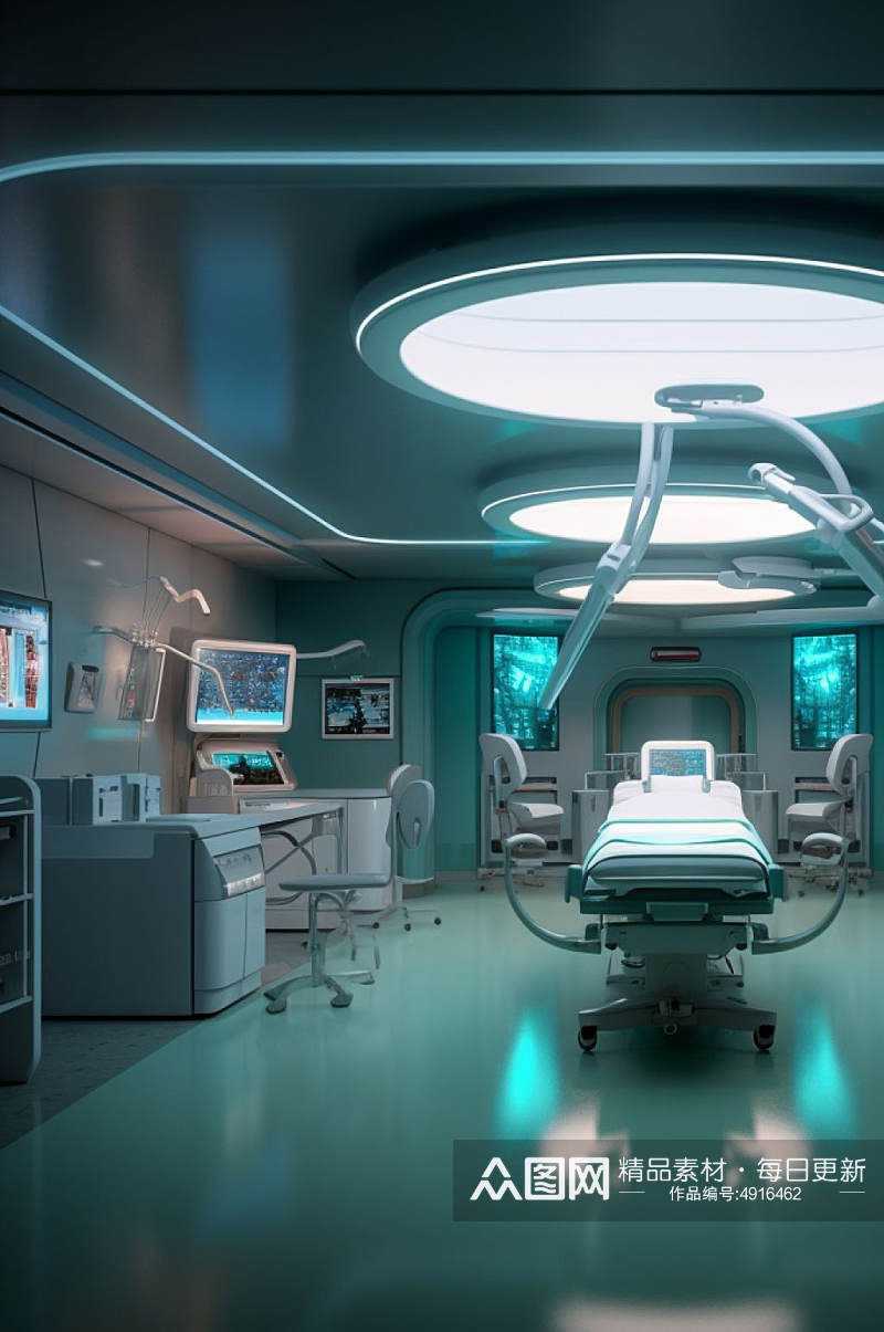 AI数字艺术简约手术室医院场景摄影图片素材
