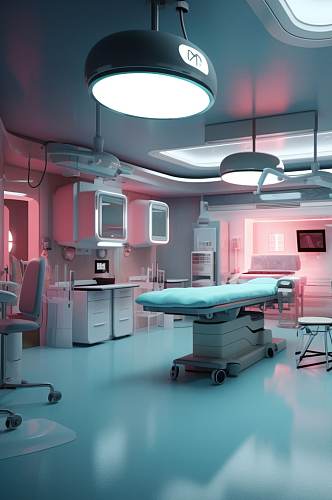 AI数字艺术简约手术室医院场景摄影图片