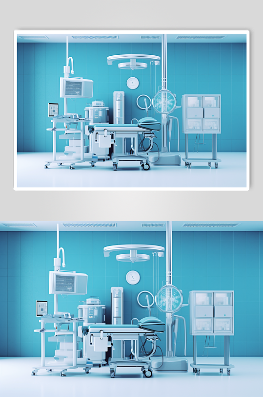 AI数字艺术卡通医院手术室场景医疗插画