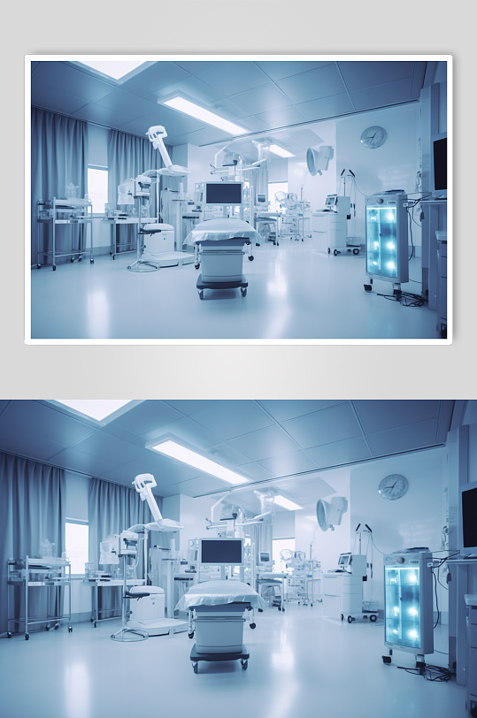AI数字艺术卡通医院手术室场景医疗插画