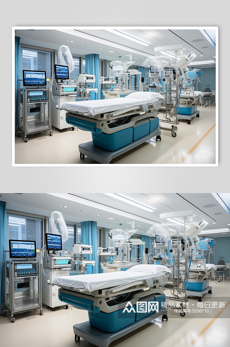 AI数字艺术手术室医院场景摄影图素材