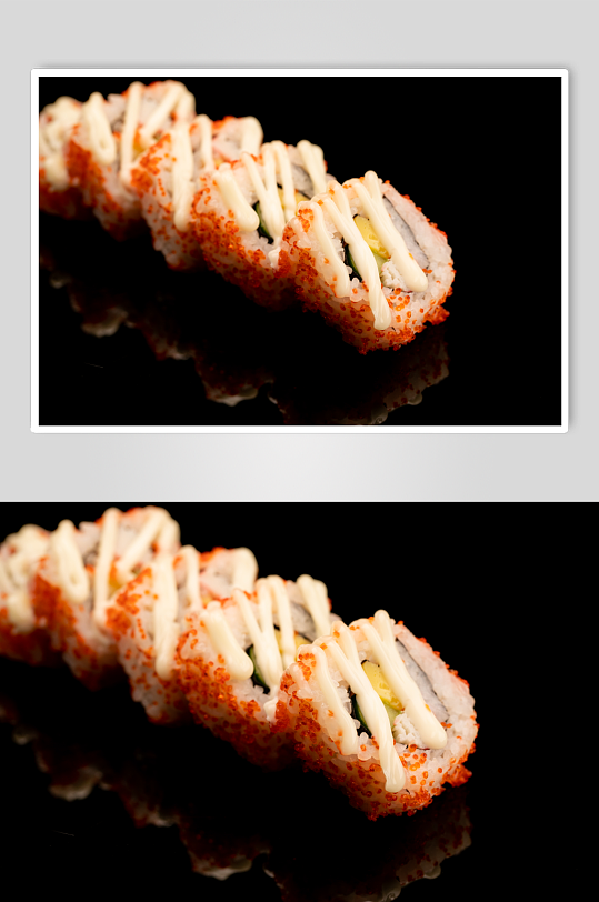 蟹子加州卷寿司美食摄影图片