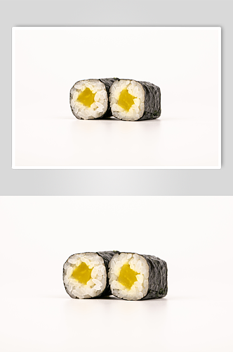 大根细卷海苔寿司美食摄影图片