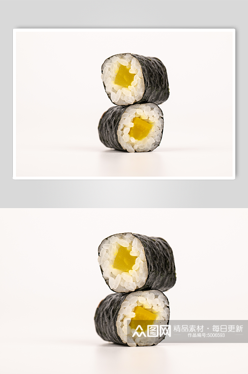 大根细卷海苔寿司美食摄影图片素材