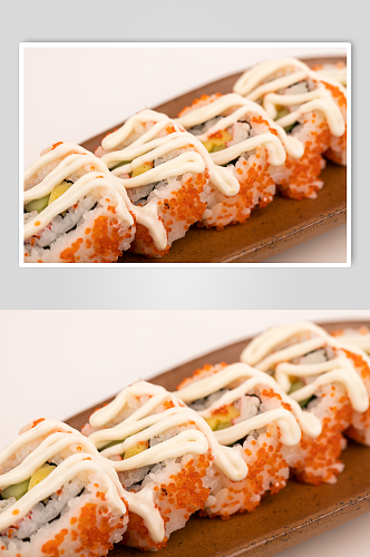 蟹子加州卷寿司美食摄影图片