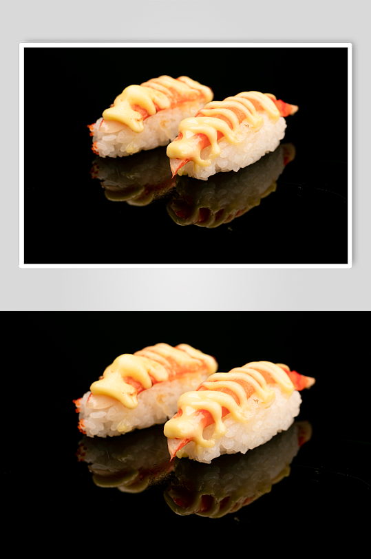 蟹棒手握寿司美食摄影图片