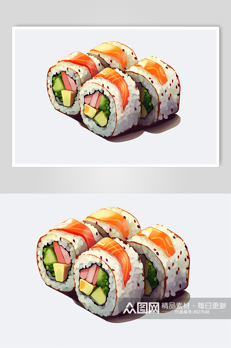 AI数字艺术手绘高清寿司日本美食插画素材