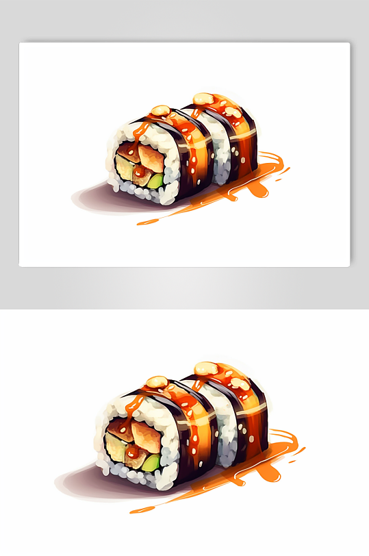 AI数字艺术手绘高清寿司日本美食插画