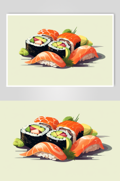 AI数字艺术原创高清寿司日本美食插画