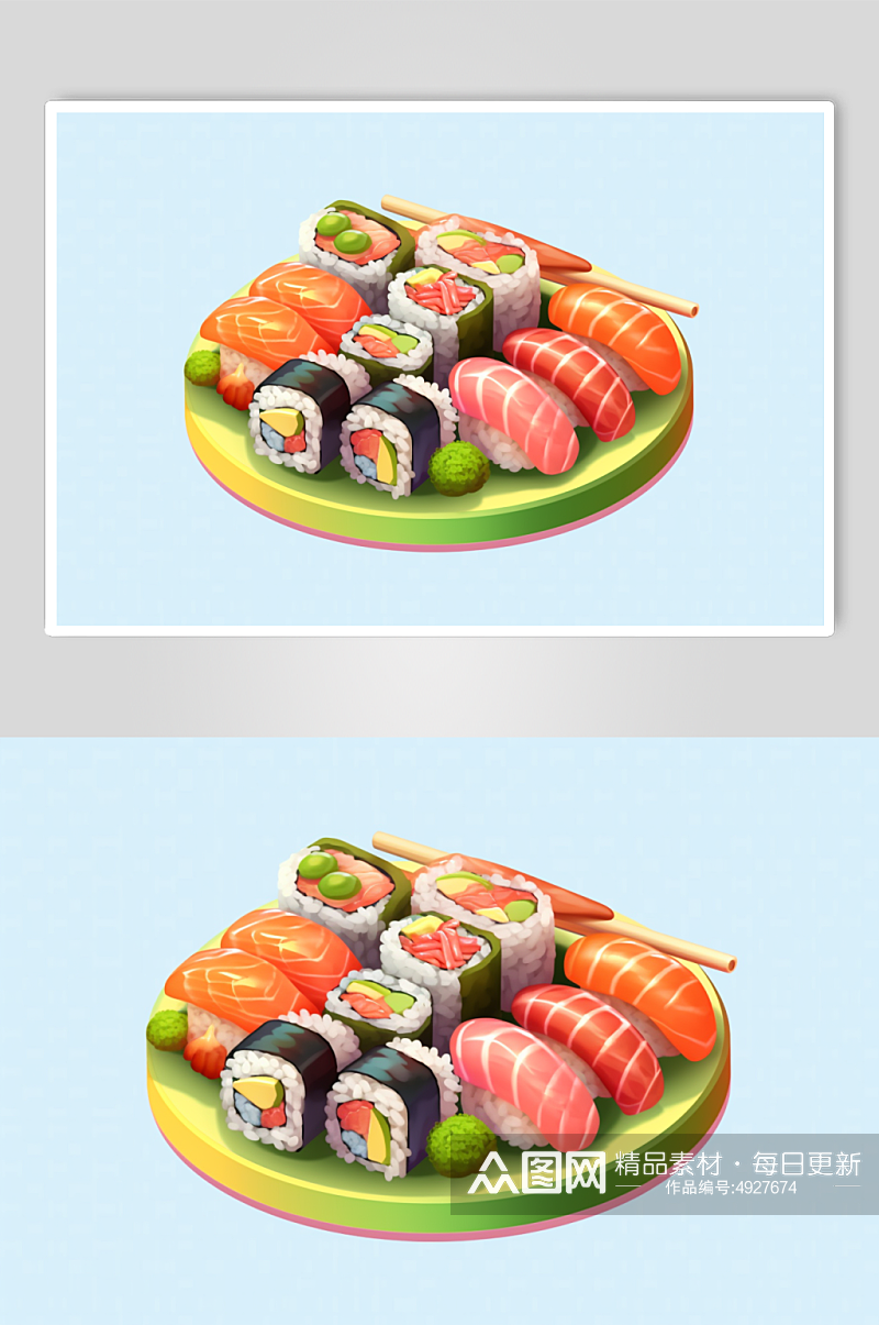 AI数字艺术原创高清寿司日本美食插画素材