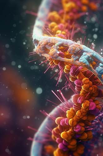 AI数字艺术高清DNA双螺旋结构医疗图片