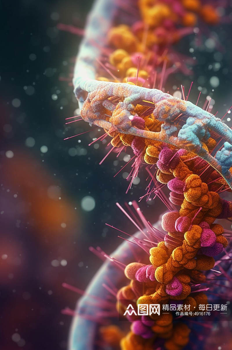 AI数字艺术高清DNA双螺旋结构医疗图片素材
