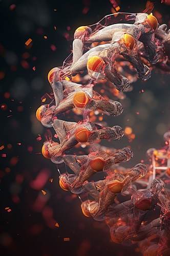 AI数字艺术高清DNA双螺旋结构医疗图片
