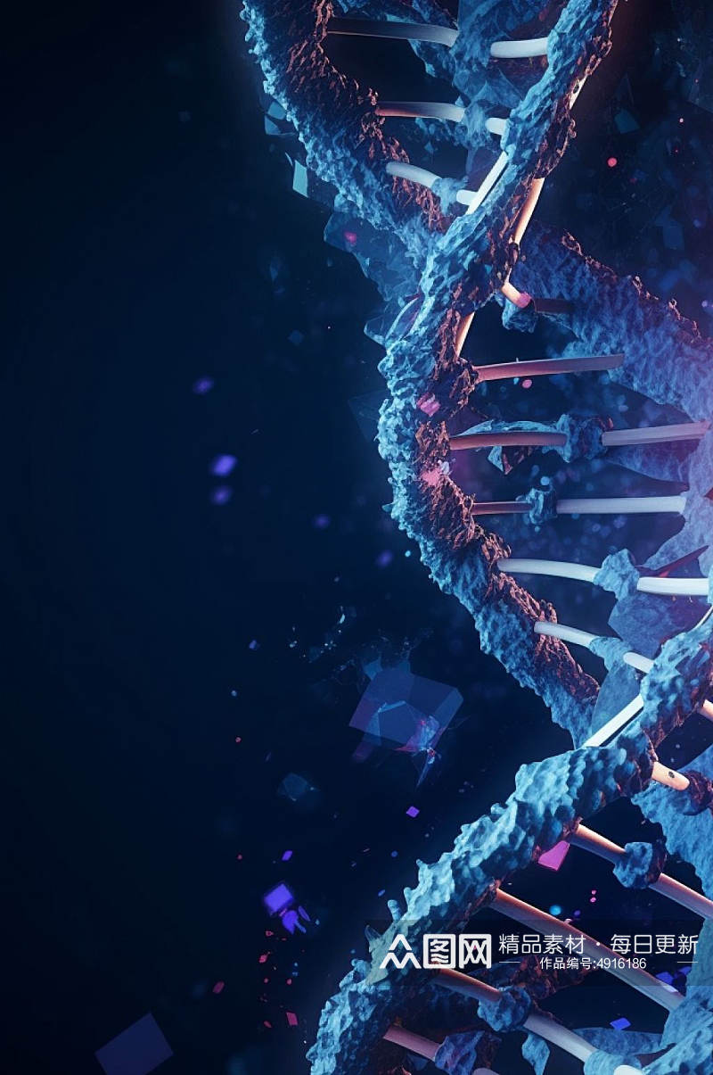 AI数字艺术生物科技DNA双螺旋结构医疗图片素材