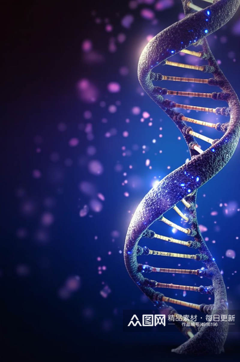 AI数字艺术生物科技DNA双螺旋结构医疗图片素材