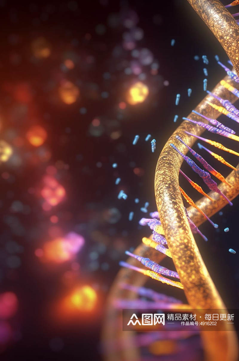 AI数字艺术创意DNA双螺旋结构医疗图片素材