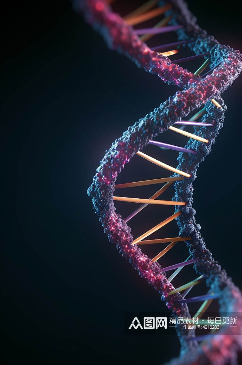 AI数字艺术创意DNA双螺旋结构医疗图片素材