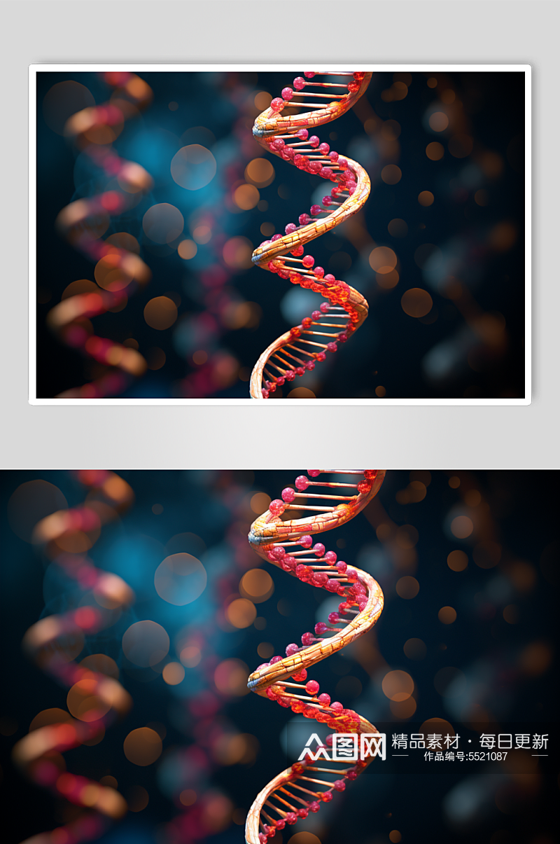 AI数字艺术DNA双螺旋结构生物医疗图片素材