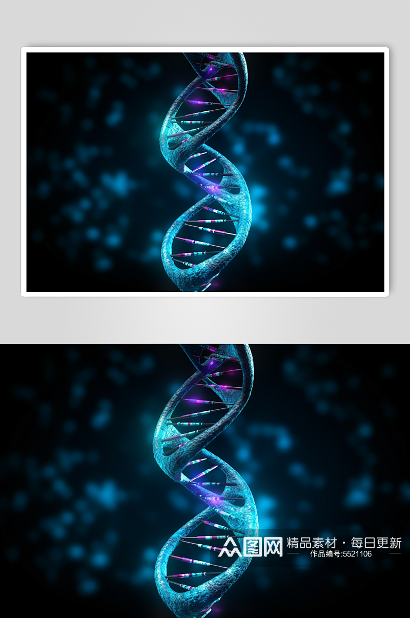 AI数字艺术DNA双螺旋结构生物医疗图片素材