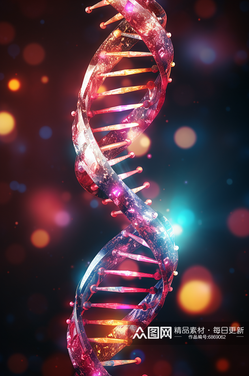 AI数字艺术DNA双螺旋结构生物医疗图片素材