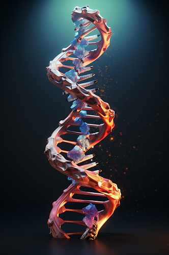 AI数字艺术DNA双螺旋结构生物医疗图片