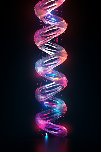 AI数字艺术DNA双螺旋结构生物医疗图片