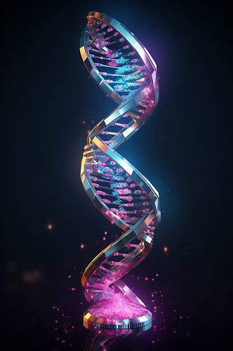 AI数字艺术DNA双螺旋结构生物医疗图片