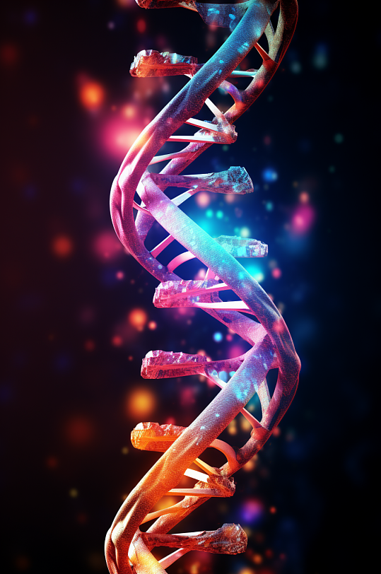 AI数字艺术DNA双螺旋结构生物医疗图片