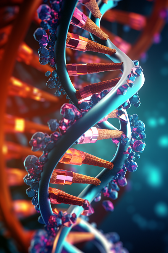 AI数字艺术DNA双螺旋结构生物医疗图片