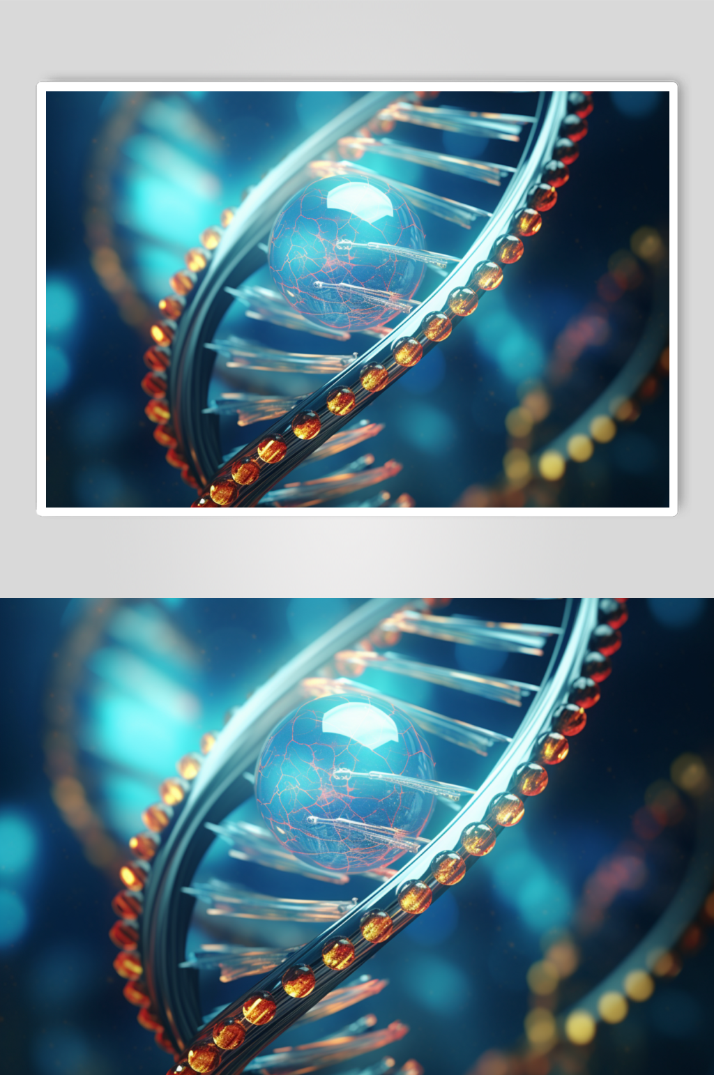 AI数字艺术DNA双螺旋结构生物医疗图片素材