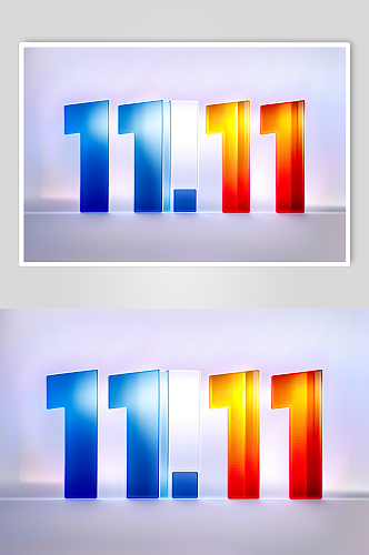 AI数字艺术3D双十一玻璃字体元素图片