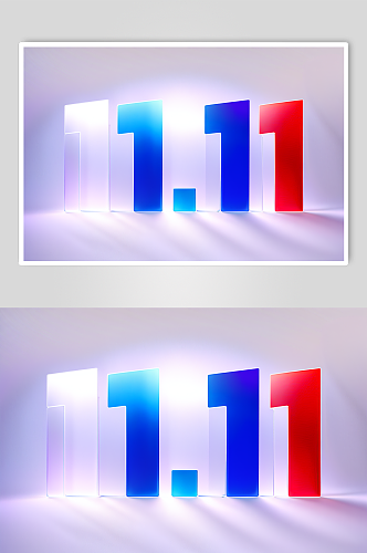 AI数字艺术3D双十一玻璃字体元素图片