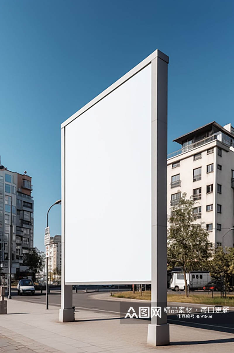 AI数字艺术室外竖版广告牌海报样机模型素材