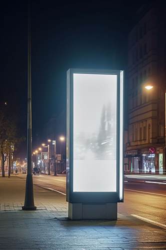 AI数字艺术室外竖版广告牌海报样机模型