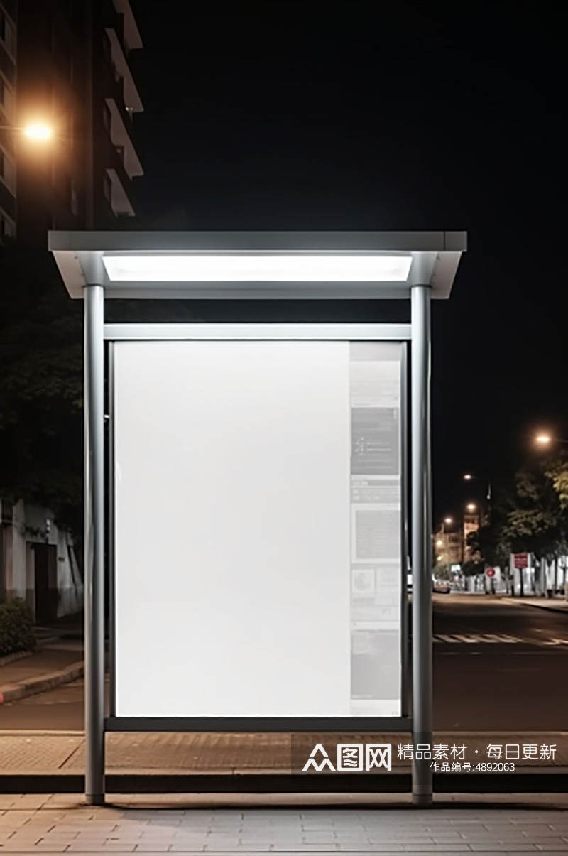 AI数字艺术室外竖版广告牌海报样机模型素材