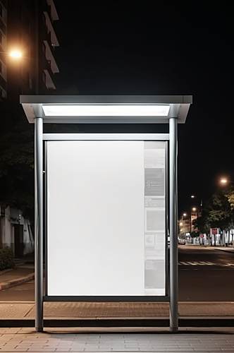 AI数字艺术室外竖版广告牌海报样机模型