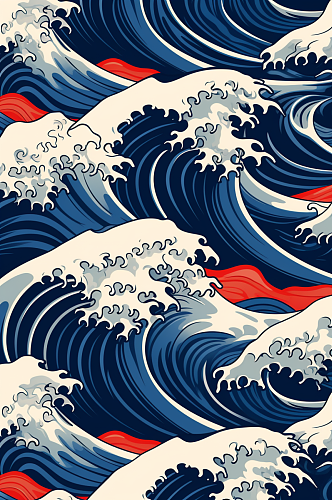 AI数字艺术竖版中国风水纹波浪花纹背景图