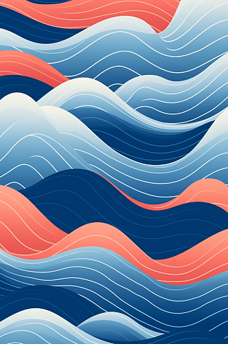 AI数字艺术竖版中国风水纹波浪花纹背景图