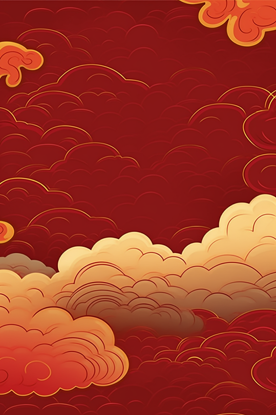 AI數(shù)字藝術(shù)豎版祥云國潮背景圖