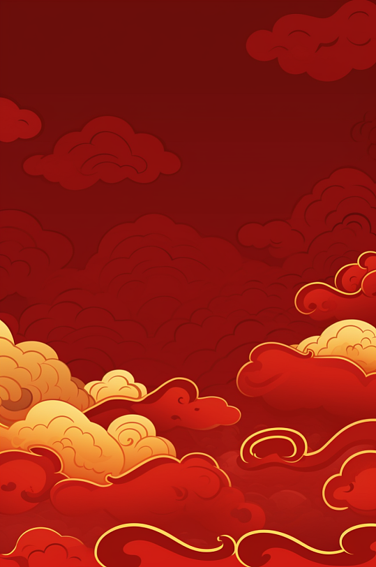 AI數(shù)字藝術(shù)豎版祥云國潮背景圖